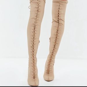 Nude thigh high boots